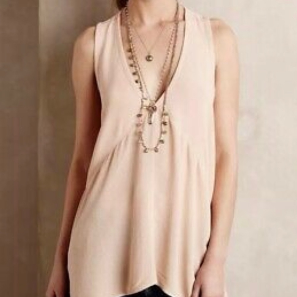 Anthropologie Left of Center Sleeveless Shirt Blouse